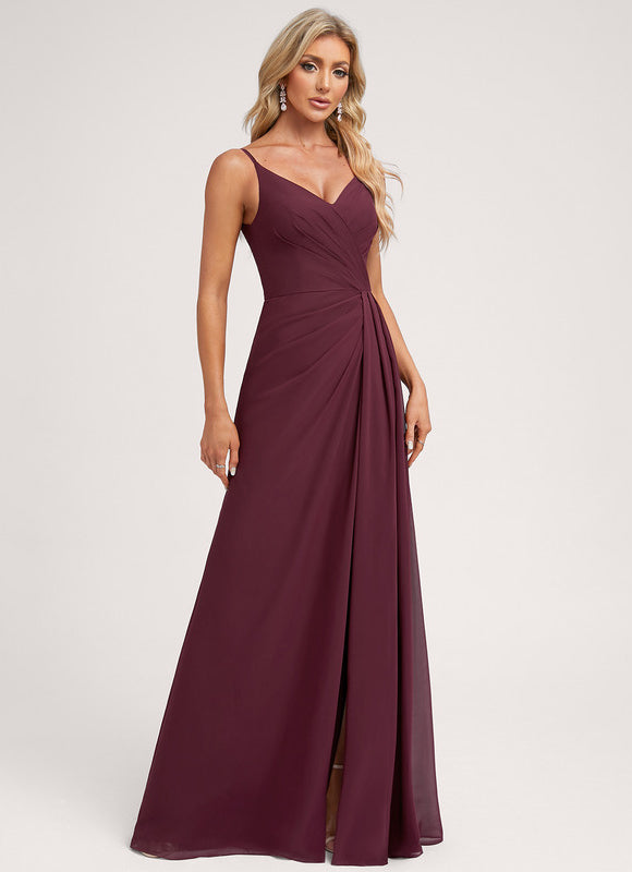 Robe Demoiselle D'Honneur À Volants Rose Pâle - gallery 2