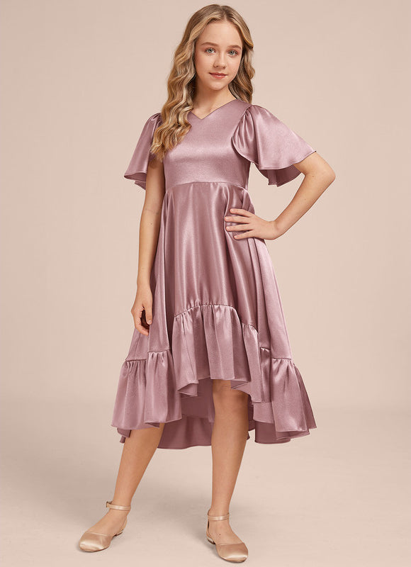 Robe Demoiselle D'Honneur Satin Ciel Ajustée - gallery 5