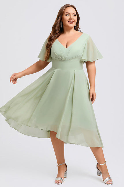 Robe Demoiselle D'Honneur Asymétrique Fluide - gallery 7