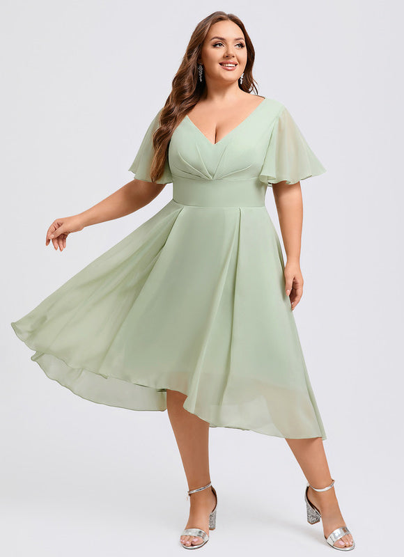 Robe Demoiselle D'Honneur Asymétrique Fluide - gallery 7