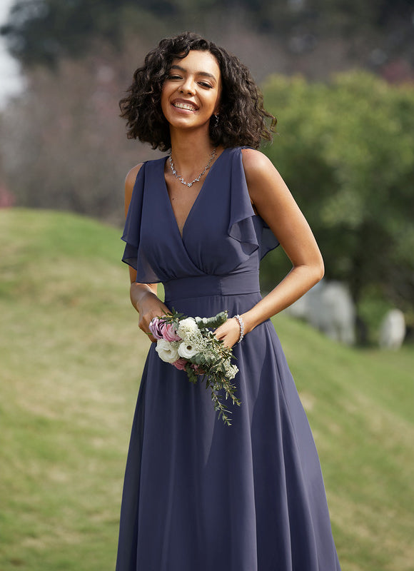 Robe Demoiselle D'Honneur Mousseline Beige - gallery 8