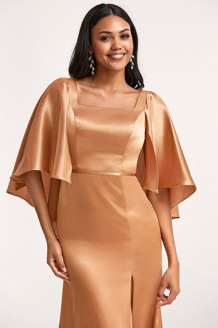 Robe Demoiselle D'Honneur Champagne Satin - gallery 3