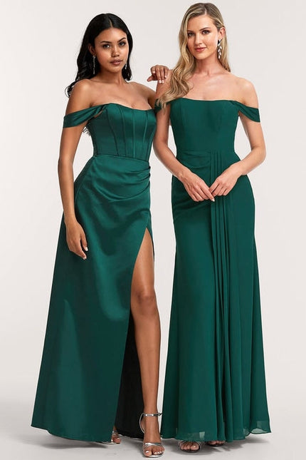 Robe Demoiselle D'Honneur Mousseline Émeraude - gallery 1