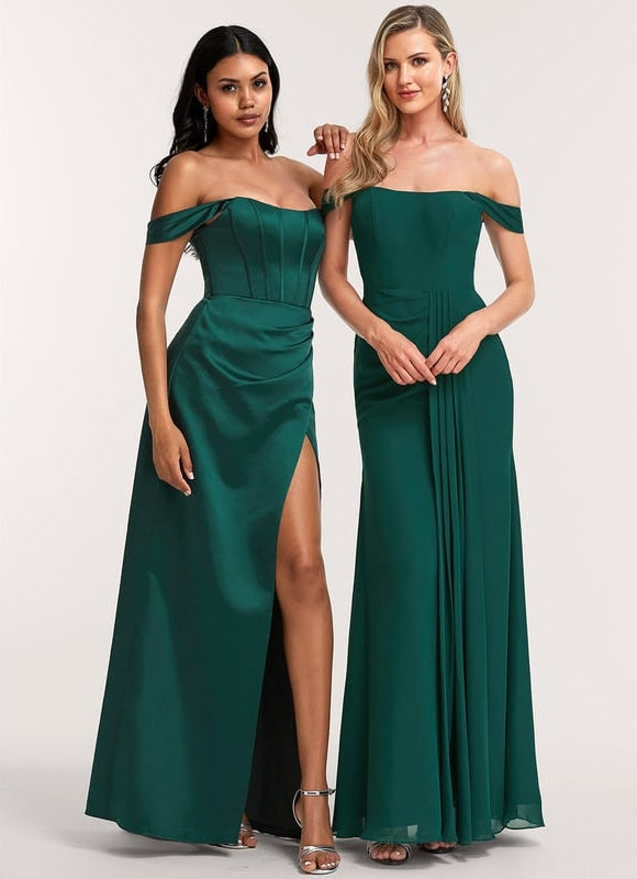 Robe Demoiselle D'Honneur Mousseline Émeraude - gallery 1