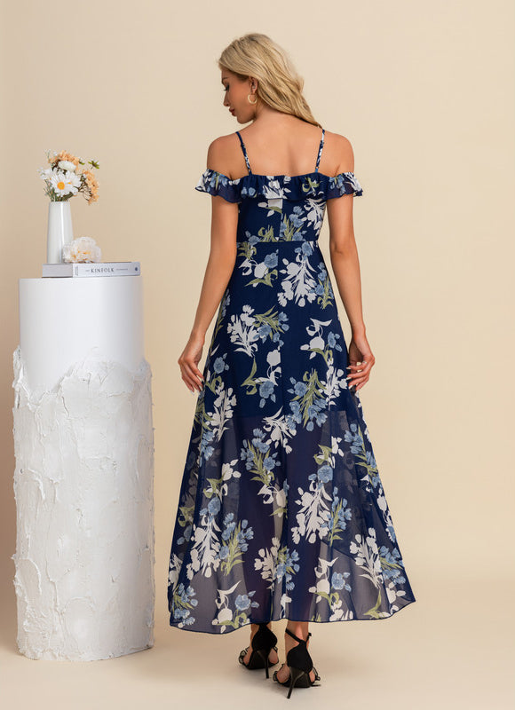 Robe Demoiselle D'Honneur Florale Évasée - gallery 8