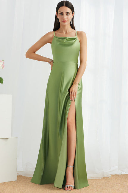 Robe Demoiselle D'Honneur Satin Rose Drapée - gallery 1