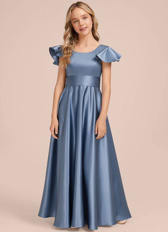 Robe Demoiselle D'Honneur Satinée Ciel - gallery 1