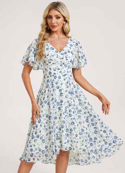 Robe Demoiselle D'Honneur Asymétrique Fluide