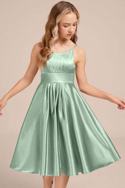 Robe Demoiselle D'Honneur Satin Vert Clair - gallery 6