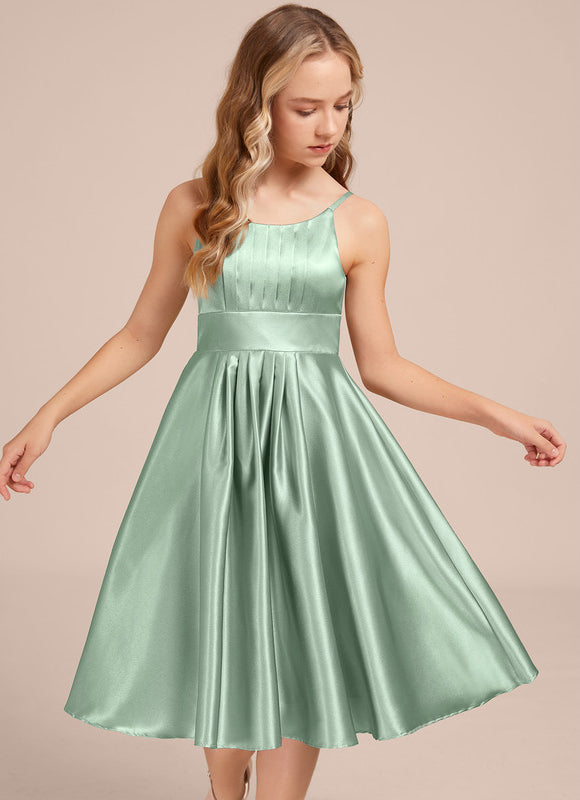 Robe Demoiselle D'Honneur Satin Vert Clair - gallery 6