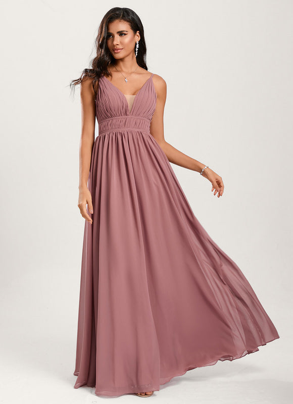 Robe Demoiselle D'Honneur À Volants Rose Pâle - gallery 5