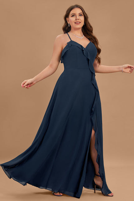 Robe Demoiselle D'Honneur Mousseline Beige - gallery 6