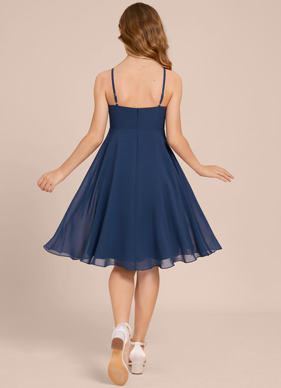 Robe Demoiselle D'Honneur Bleu Nuit Fluide - gallery 1