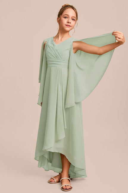 Robe Demoiselle D'Honneur Ailée Vert Pastel - gallery 4