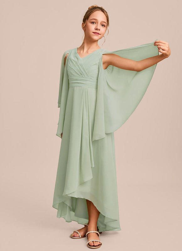 Robe Demoiselle D'Honneur Ailée Vert Pastel - gallery 4