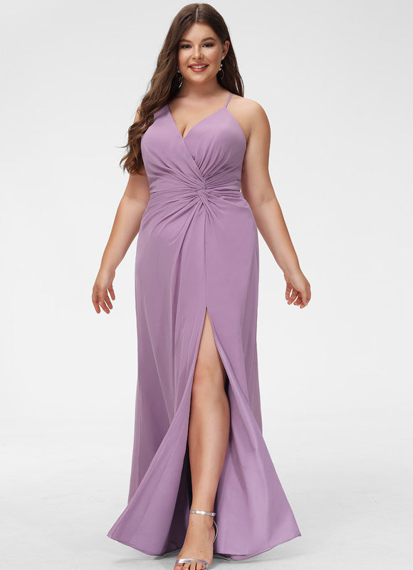 Robe Demoiselle D'Honneur À Volants Rose Pâle - gallery 9