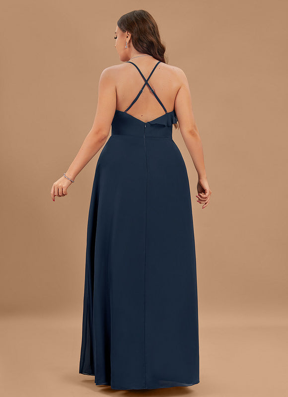 Robe Demoiselle D'Honneur Mousseline Beige - gallery 7