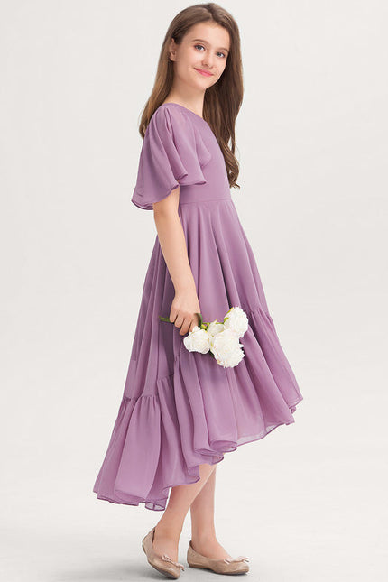 Robe Demoiselle D'Honneur Ailée Vert Pastel - gallery 2