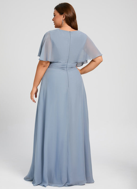 Robe Demoiselle D'Honneur À Volants Rose Pâle - gallery 9