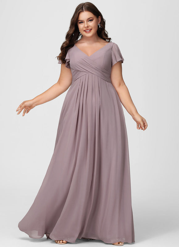 Robe Demoiselle D'Honneur À Volants Rose Pâle - gallery 7