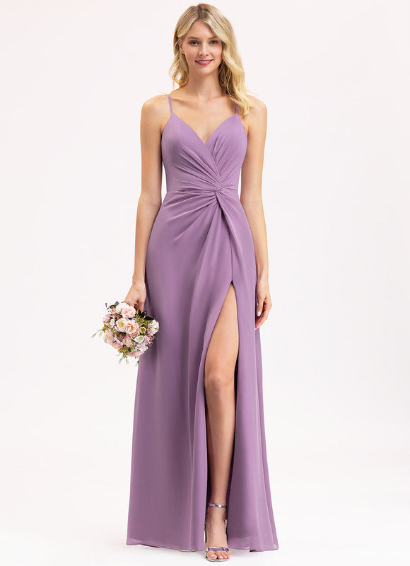 Robe Demoiselle D'Honneur À Volants Rose Pâle - gallery 5