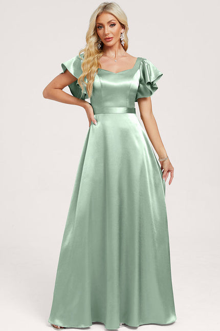 Robe Demoiselle D'Honneur Satin Vert Émeraude