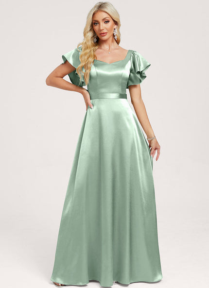 Robe Demoiselle D'Honneur Satin Vert Émeraude