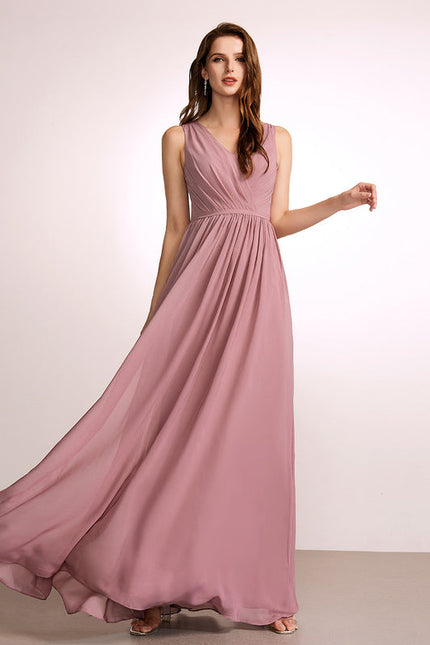 Robe Demoiselle D'Honneur Fluide Rose Pâle - gallery 2