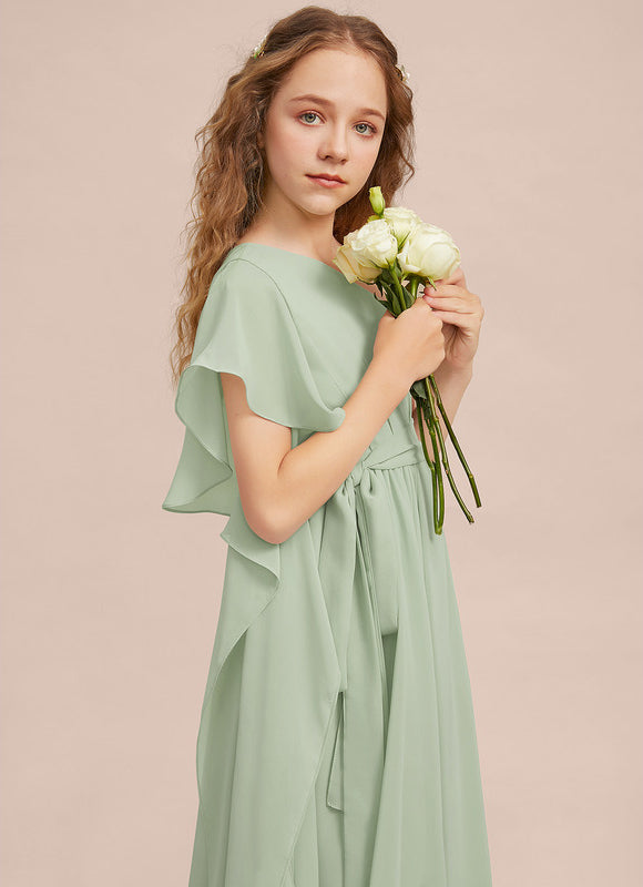 Robe Demoiselle D'Honneur Vert Poudré Élégant - gallery 4