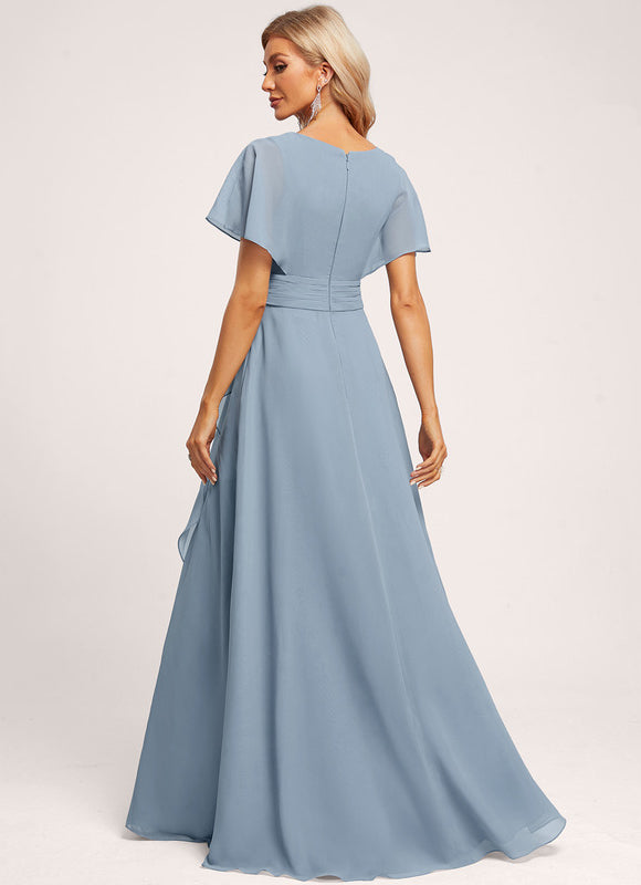 Robe Demoiselle D'Honneur À Volants Rose Pâle - gallery 1