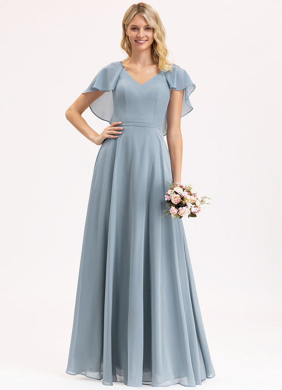 Robe Demoiselle D'Honneur À Volants Rose Pâle