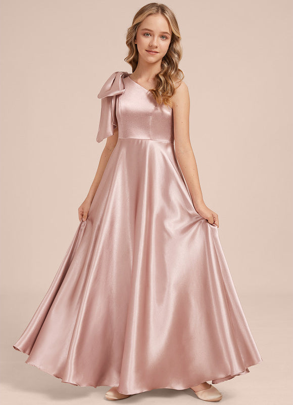 Robe Demoiselle D'Honneur Satinée Rose Élégante