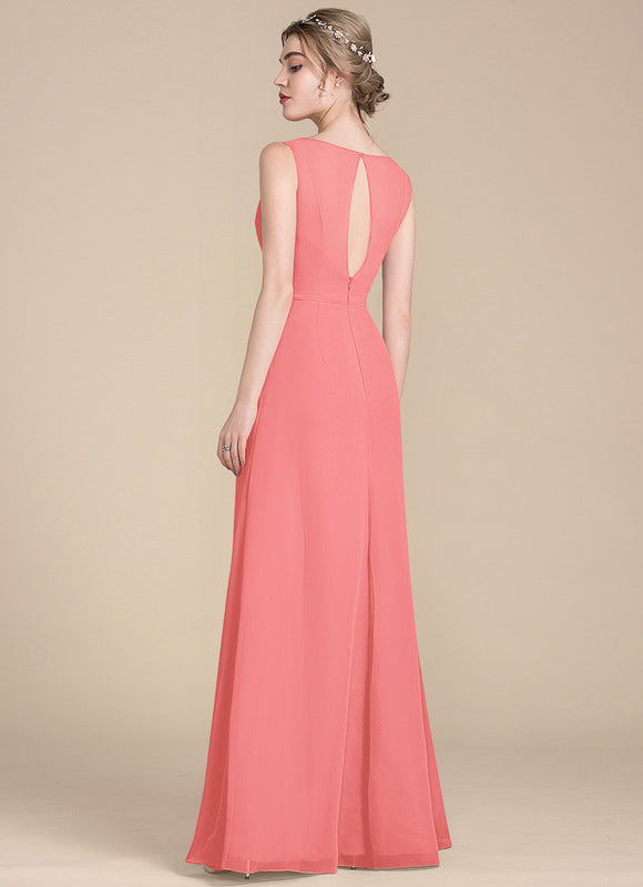 Robe Demoiselle D'Honneur À Volants Rose Pâle - gallery 4