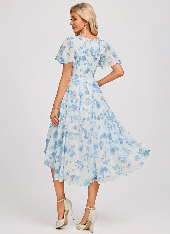 Robe Demoiselle D'Honneur Asymétrique Fluide - gallery 5