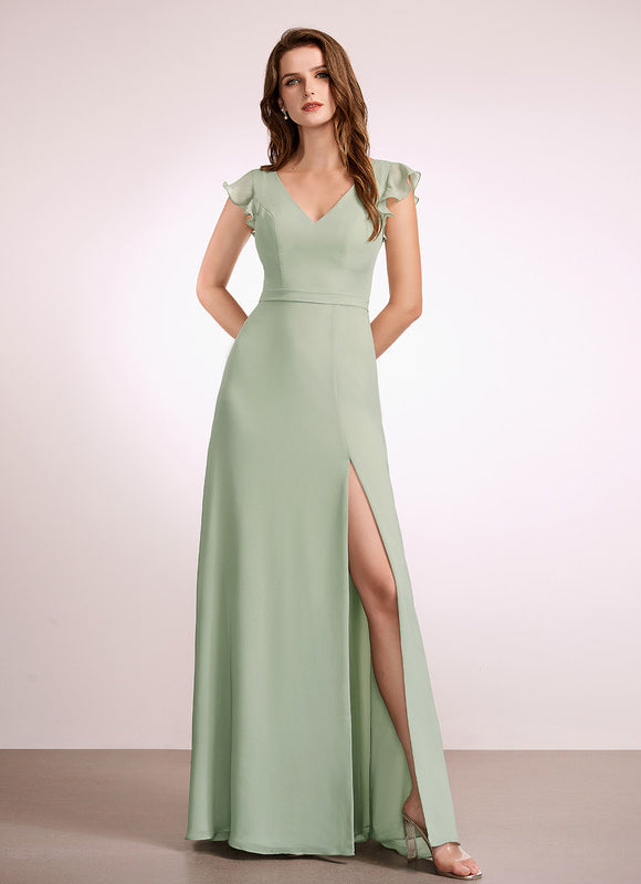 Robe Demoiselle D'Honneur Mousseline Beige