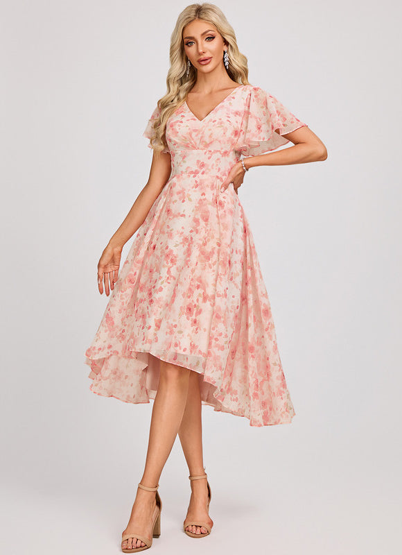 Robe Demoiselle D'Honneur Asymétrique Fluide