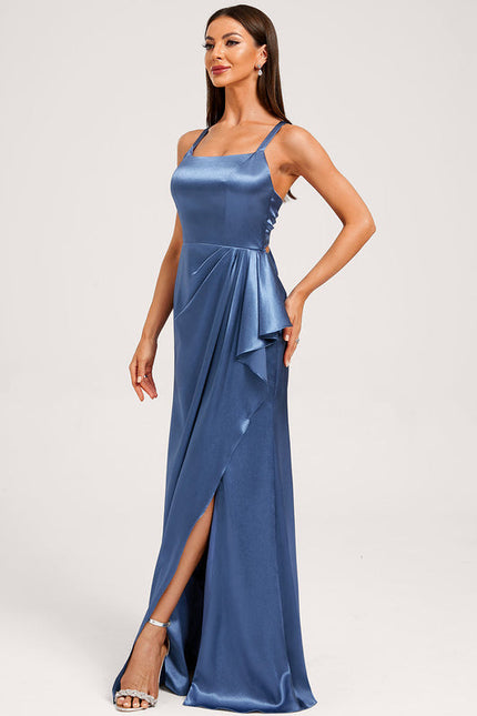 Robe Demoiselle D'Honneur Satin Fluide À Volants - gallery 3