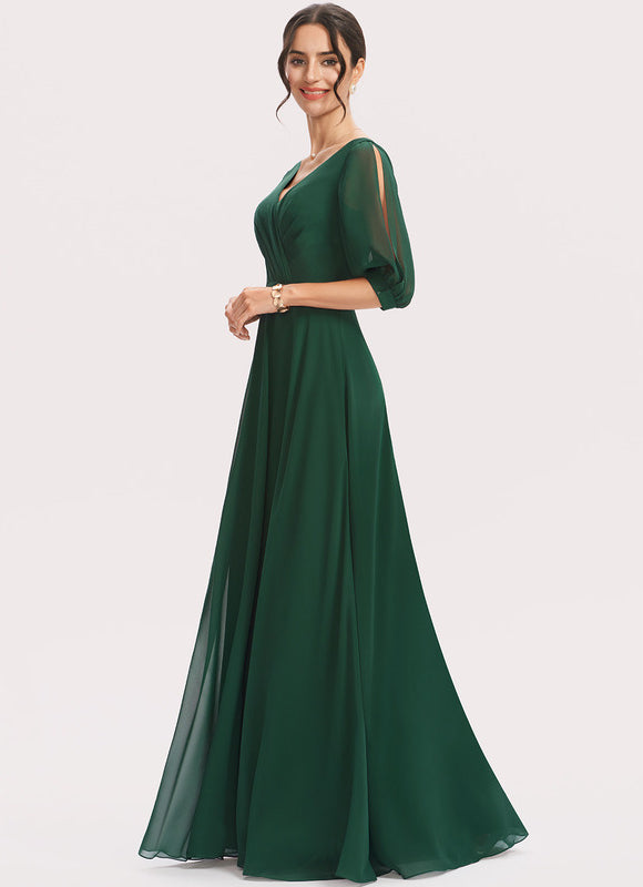 Robe Demoiselle D'Honneur À Volants Rose Pâle - gallery 2