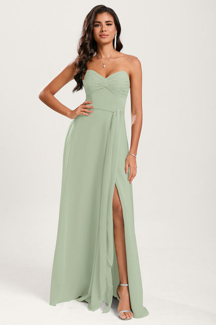 Robe Demoiselle D'Honneur Fluide Vert Doux - gallery 8