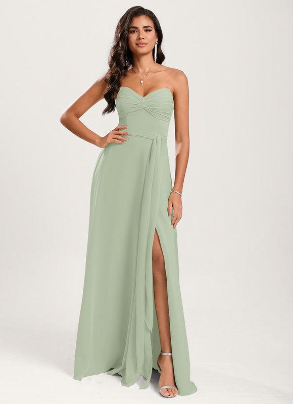 Robe Demoiselle D'Honneur Fluide Vert Doux - gallery 8