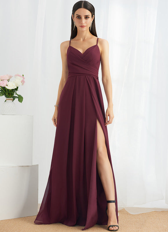 Robe Demoiselle D'Honneur À Volants Rose Pâle - gallery 1