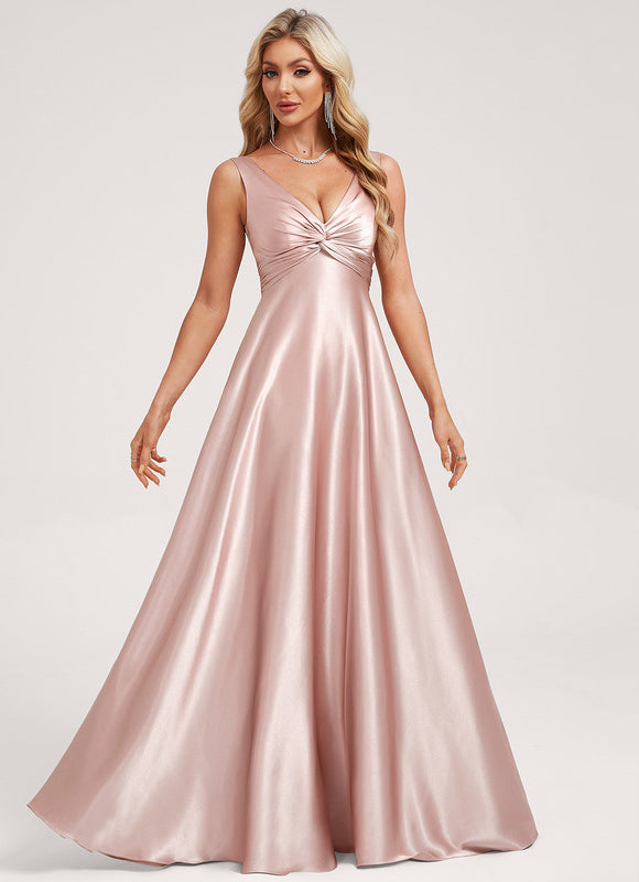 Robe Longue Satin Demoiselle D'Honneur - gallery 1