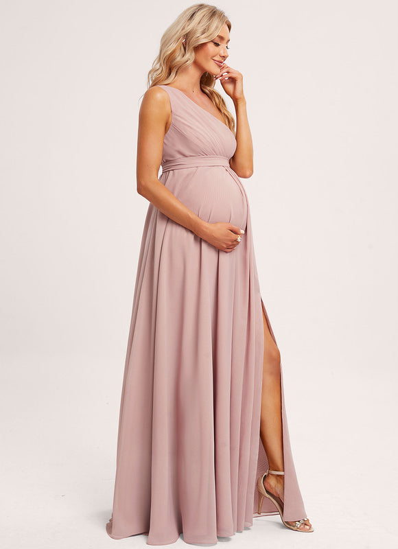 Robe Demoiselle D'Honneur Asymétrique Sable - gallery 4