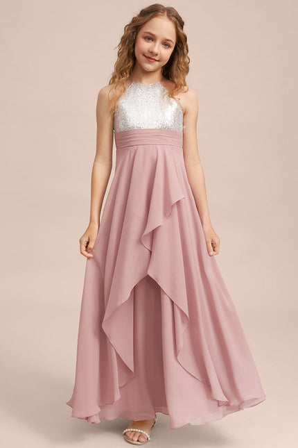 Robe Demoiselle D'Honneur Pailletée Rose - gallery 4