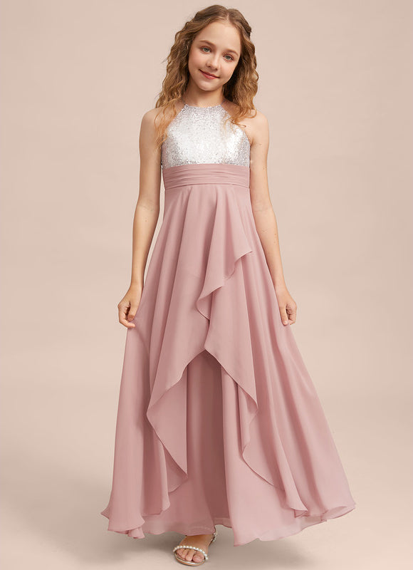 Robe Demoiselle D'Honneur Pailletée Rose - gallery 4