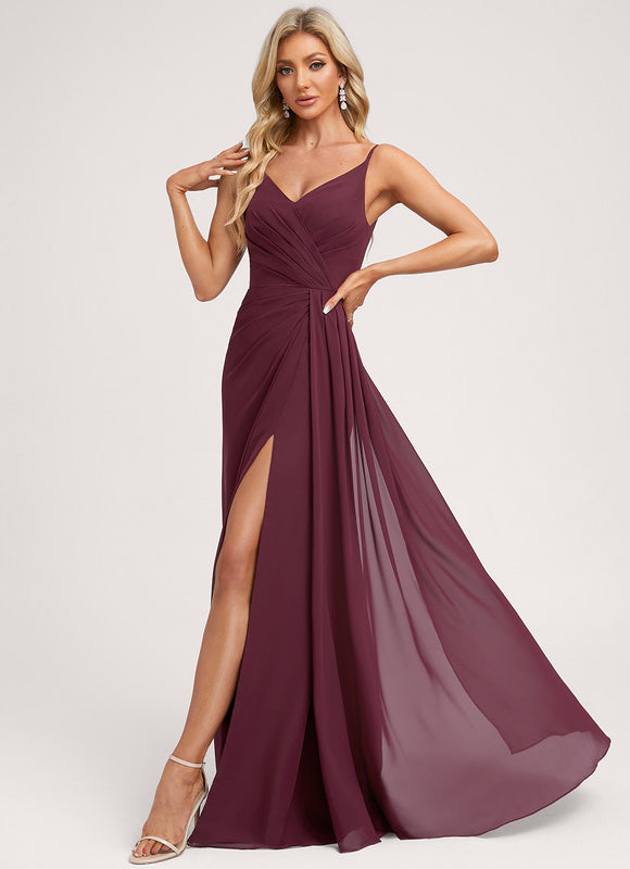 Robe Demoiselle D'Honneur À Volants Rose Pâle - gallery 4