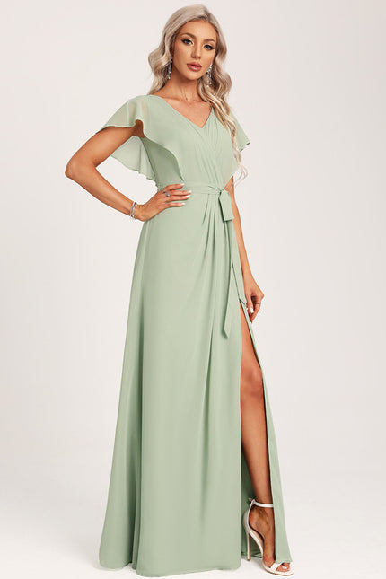 Robe Demoiselle D'Honneur À Volants Rose Pâle - gallery 2