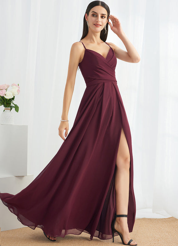 Robe Demoiselle D'Honneur À Volants Rose Pâle