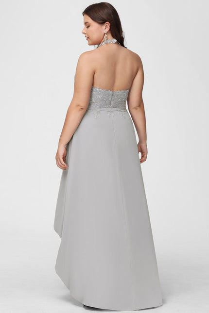 Robe Demoiselle D'Honneur Gris Élégant Flottant - gallery 7