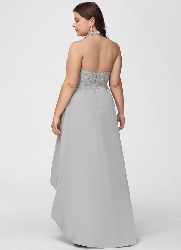 Robe Demoiselle D'Honneur Gris Élégant Flottant - gallery 7